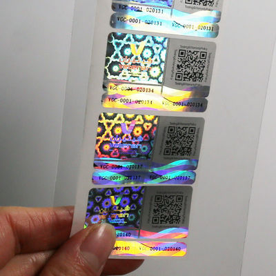 Holograma Vial Label, etiquetas engomadas olográficas superficiales brillantes del arco iris de la autenticidad