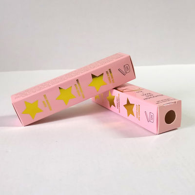 Caja de papel cosmética de sellado caliente de CMYK, empaquetado plegable de la caja de la barra de labios