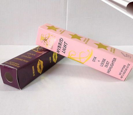 Caja de papel cosmética de sellado caliente de CMYK, empaquetado plegable de la caja de la barra de labios