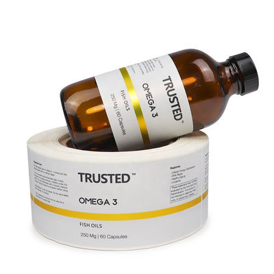 Hoja de oro que sella las etiquetas de la botella de píldora, etiquetas autas-adhesivo blancas de los 3x8cm