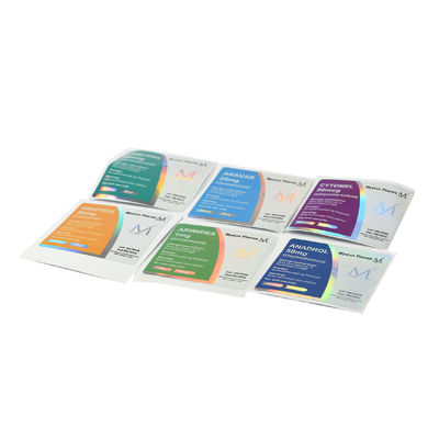 El OEM ennegrece la certificación olográfica del SGS de Vial Labels de la farmacia del vinilo de los 3x6.8cm