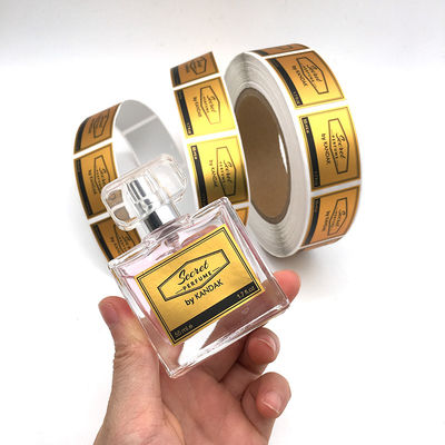 Hoja de oro que acaba la etiqueta engomada del vinilo del PVC de los 4x6cm para la botella de perfume