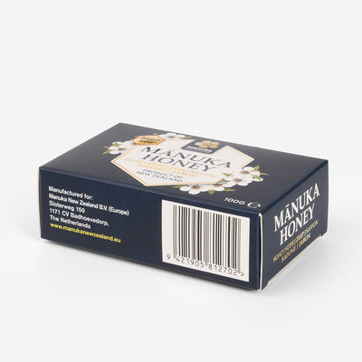 Caja de papel cosmética reciclada negra 300gsm con la impresión ULTRAVIOLETA del punto
