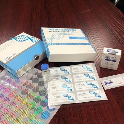 Cajas reciclables de la hormona de Vial Labels For Human Growth del vidrio de la hoja de plata de 40x18m m